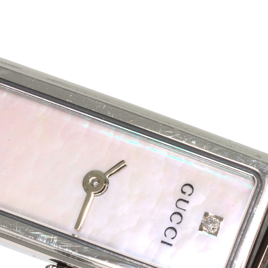 GUCCI Watches Quartz 1500L Stainless Steel , Stainless Steel Silver Square face bangle White shell dial Women Used Authentic
