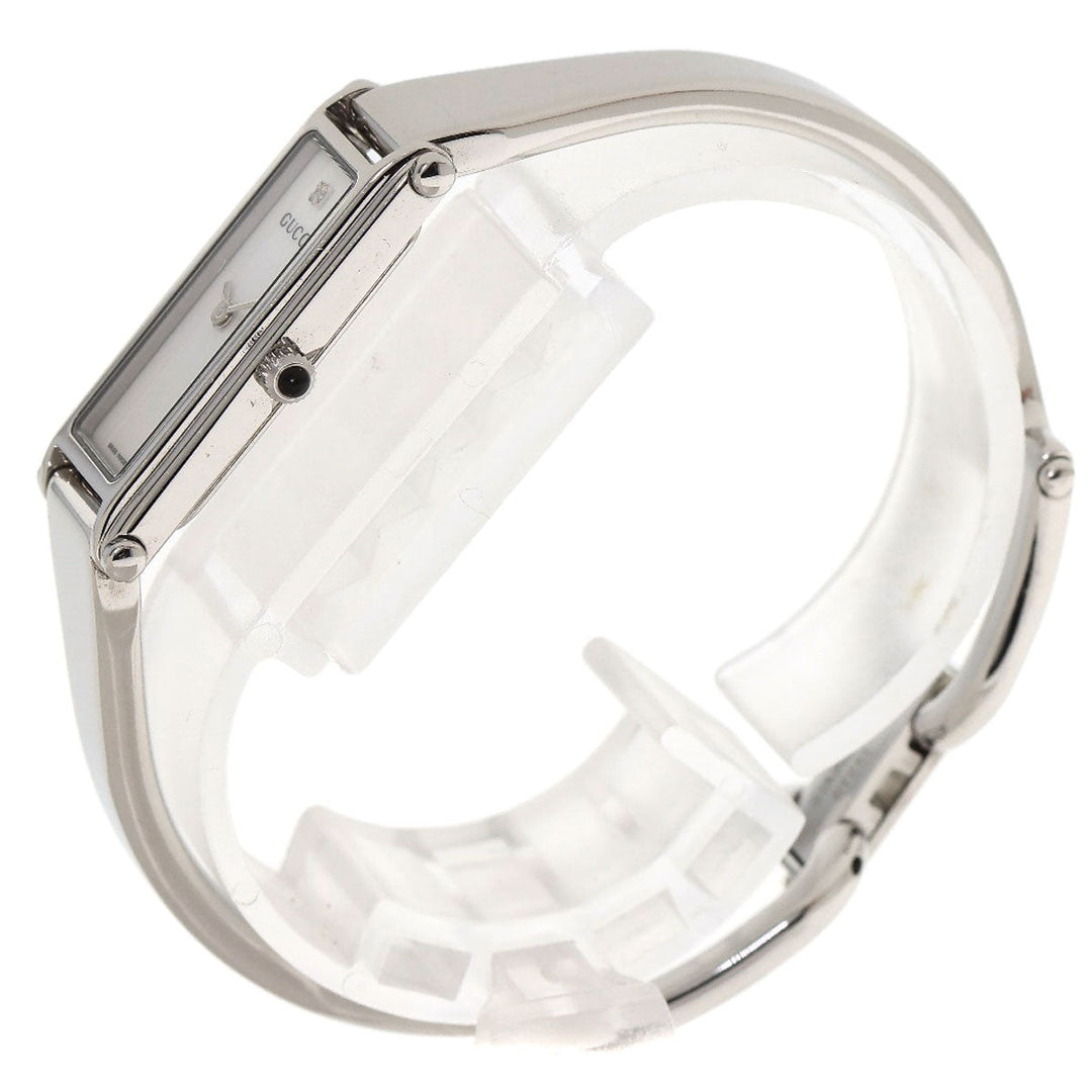 GUCCI Watches Quartz 1500L Stainless Steel , Stainless Steel Silver Square face bangle White shell dial Women Used Authentic