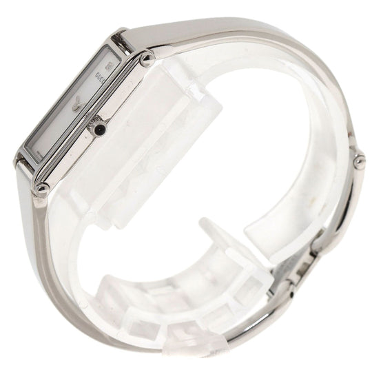 GUCCI Watches Quartz 1500L Stainless Steel , Stainless Steel Silver Square face bangle White shell dial Women Used Authentic