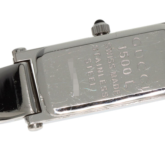 GUCCI Watches Quartz 1500L Stainless Steel , Stainless Steel Silver Square face bangle White shell dial Women Used Authentic
