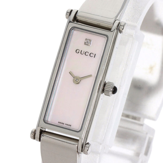 GUCCI Watches Quartz 1500L Stainless Steel , Stainless Steel Silver Square face bangle White shell dial Women Used Authentic