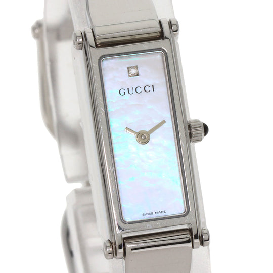 GUCCI Watches Quartz 1500L Stainless Steel , Stainless Steel Silver Square face bangle White shell dial Women Used Authentic