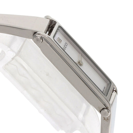 GUCCI Watches Quartz 1500L Stainless Steel , Stainless Steel Silver Square face bangle White shell dial Women Used Authentic