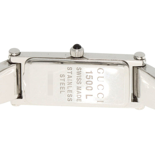 GUCCI Watches Quartz 1500L Stainless Steel , Stainless Steel Silver Square face bangle White shell dial Women Used Authentic