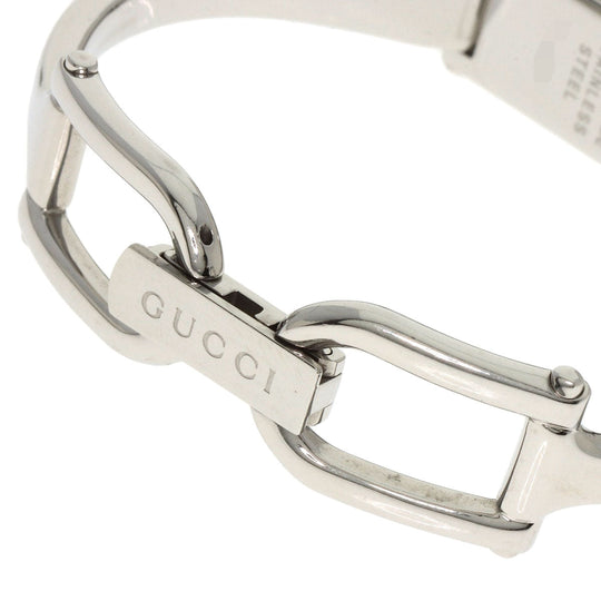 GUCCI Watches Quartz 1500L Stainless Steel , Stainless Steel Silver Square face bangle White shell dial Women Used Authentic