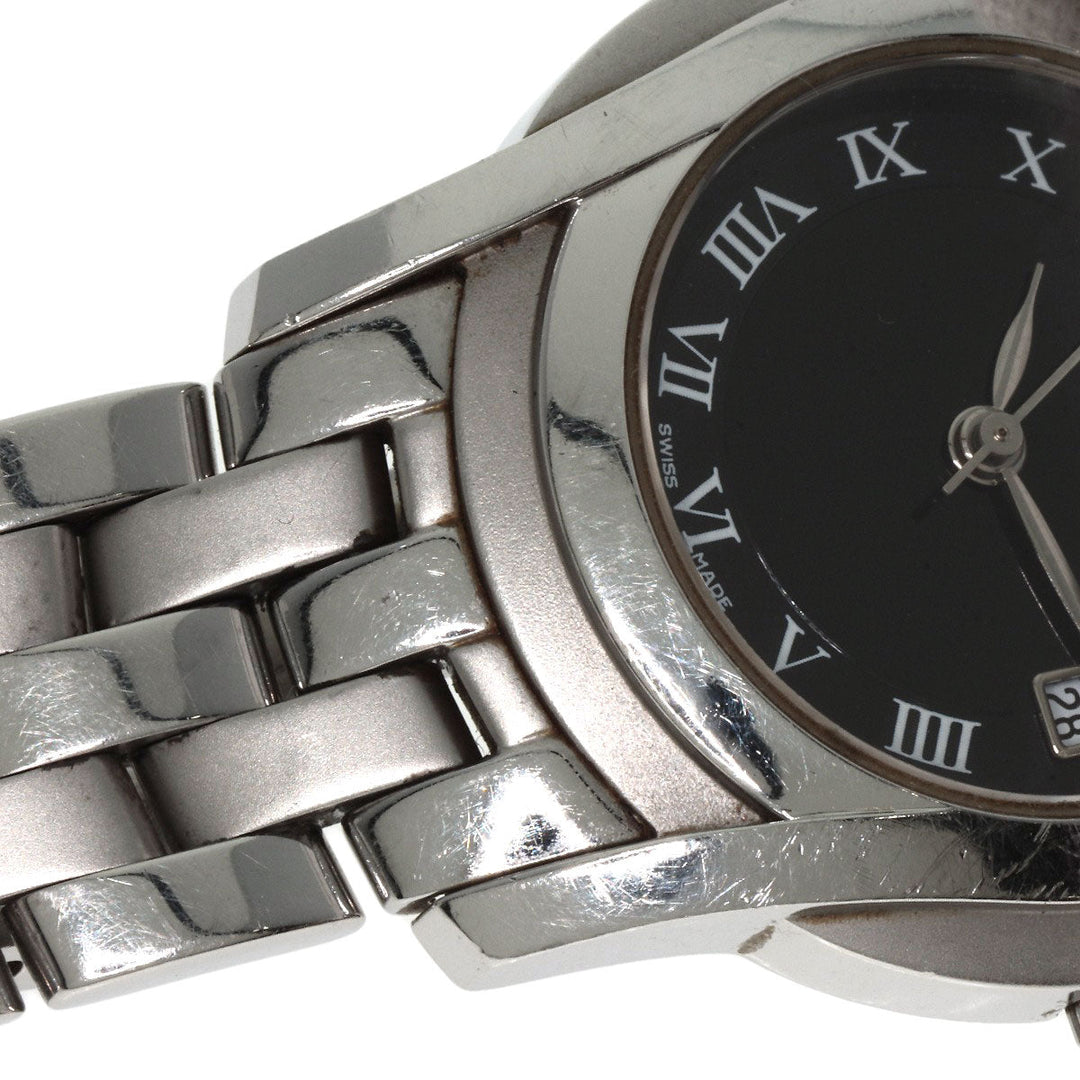 GUCCI Watches Quartz 5500L Stainless Steel , Stainless Steel Silver Round face black dial Women Used Authentic