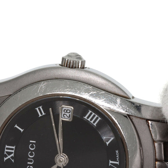 GUCCI Watches Quartz 5500L Stainless Steel , Stainless Steel Silver Round face black dial Women Used Authentic