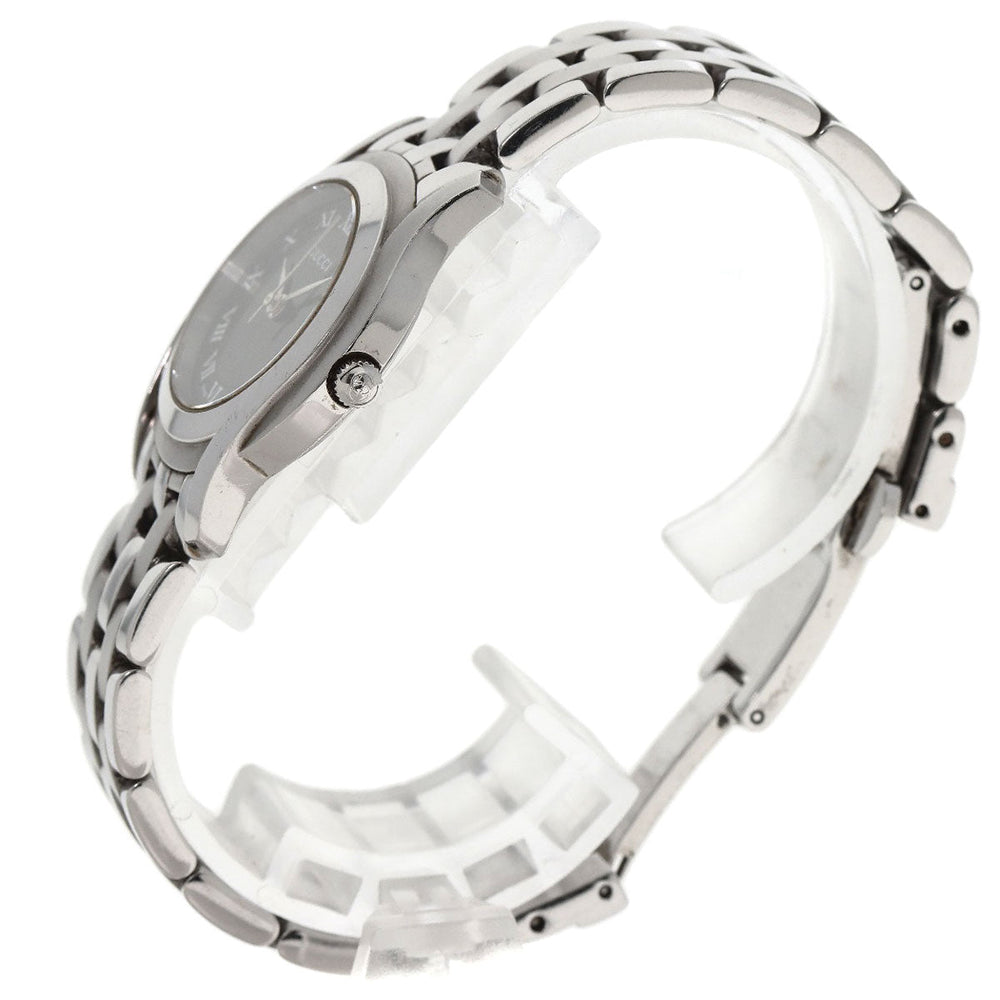 GUCCI Watches Quartz 5500L Stainless Steel , Stainless Steel Silver Round face black dial Women Used Authentic
