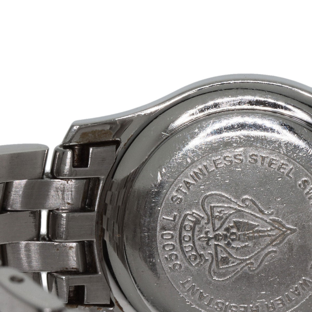 GUCCI Watches Quartz 5500L Stainless Steel , Stainless Steel Silver Round face black dial Women Used Authentic