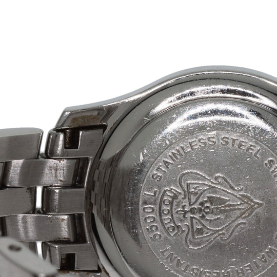 GUCCI Watches Quartz 5500L Stainless Steel , Stainless Steel Silver Round face black dial Women Used Authentic