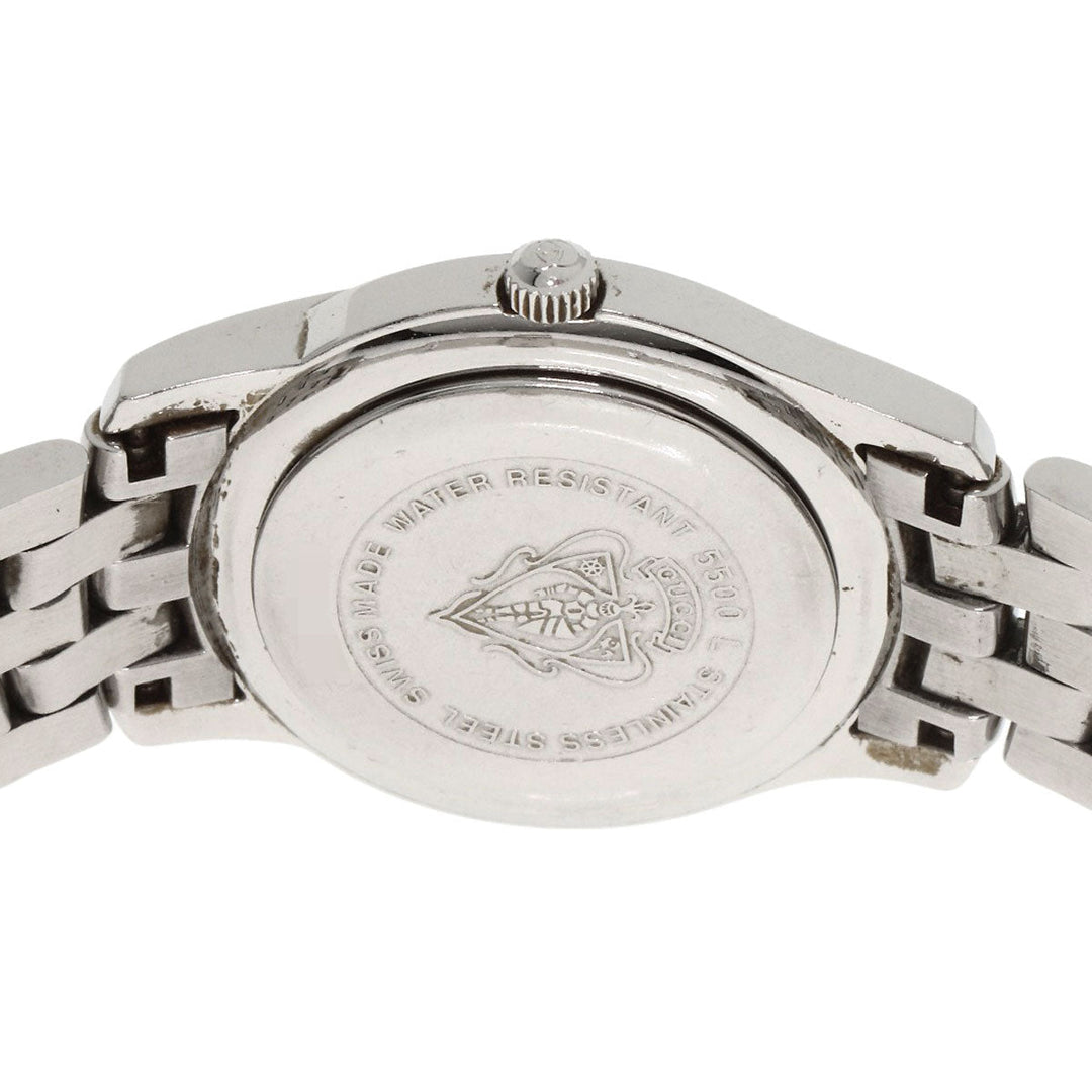 GUCCI Watches Quartz 5500L Stainless Steel , Stainless Steel Silver Round face black dial Women Used Authentic