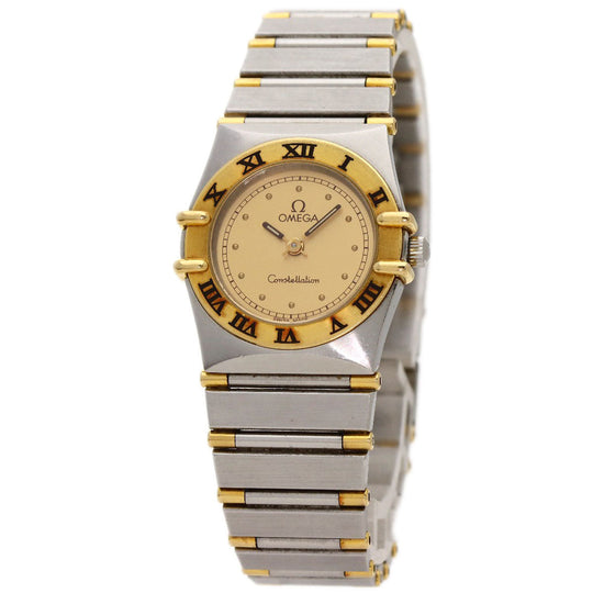 OMEGA Watches Quartz Stainless Steel Silver Constellation flat bezel gold dial