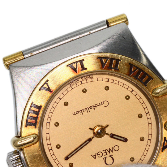 OMEGA Watches Quartz Stainless Steel Silver Constellation flat bezel gold dial