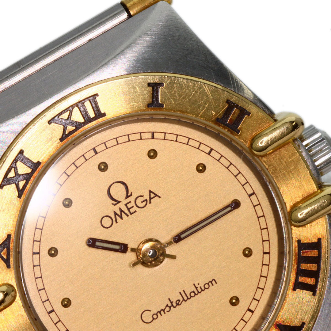 OMEGA Watches Quartz Stainless Steel Silver Constellation flat bezel gold dial