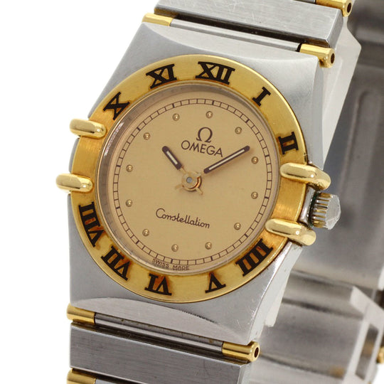 OMEGA Watches Quartz Stainless Steel Silver Constellation flat bezel gold dial