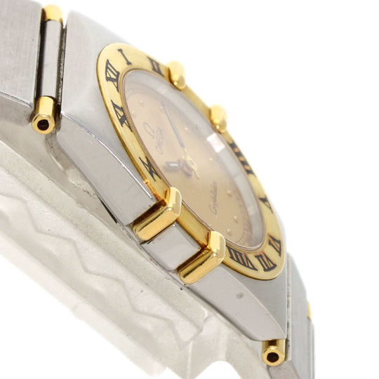 OMEGA Watches Quartz Stainless Steel Silver Constellation flat bezel gold dial