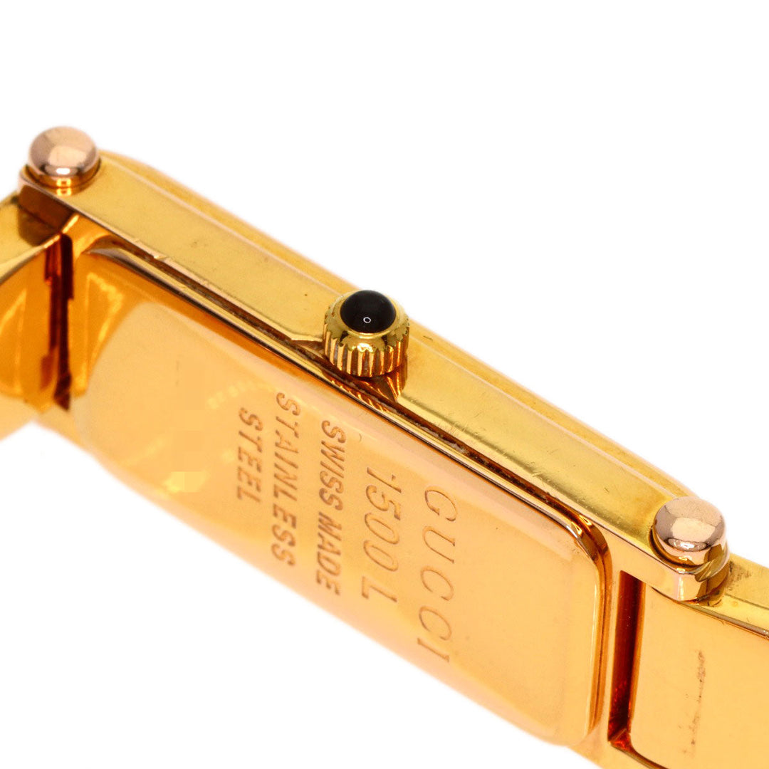 GUCCI Watches Quartz 1500L PGP , PGP gold Square face White shell dial Women Used Authentic