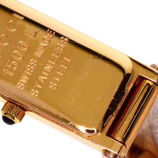 GUCCI Watches Quartz 1500L PGP , PGP gold Square face White shell dial Women Used Authentic