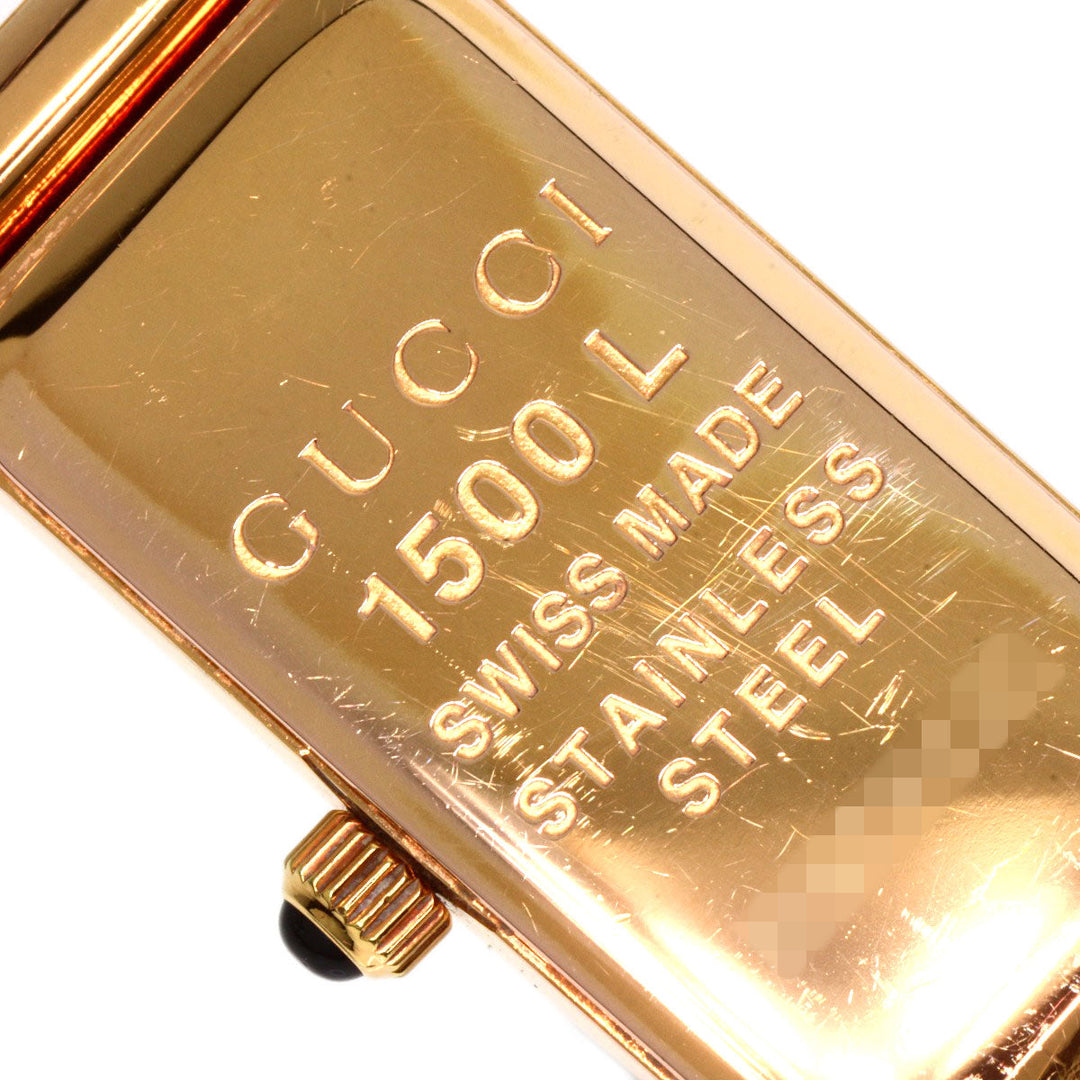 GUCCI Watches Quartz 1500L PGP , PGP gold Square face White shell dial Women Used Authentic