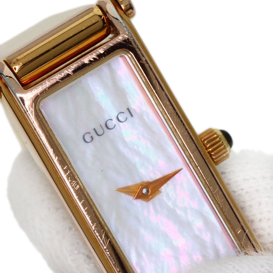 GUCCI Watches Quartz 1500L PGP , PGP gold Square face White shell dial Women Used Authentic