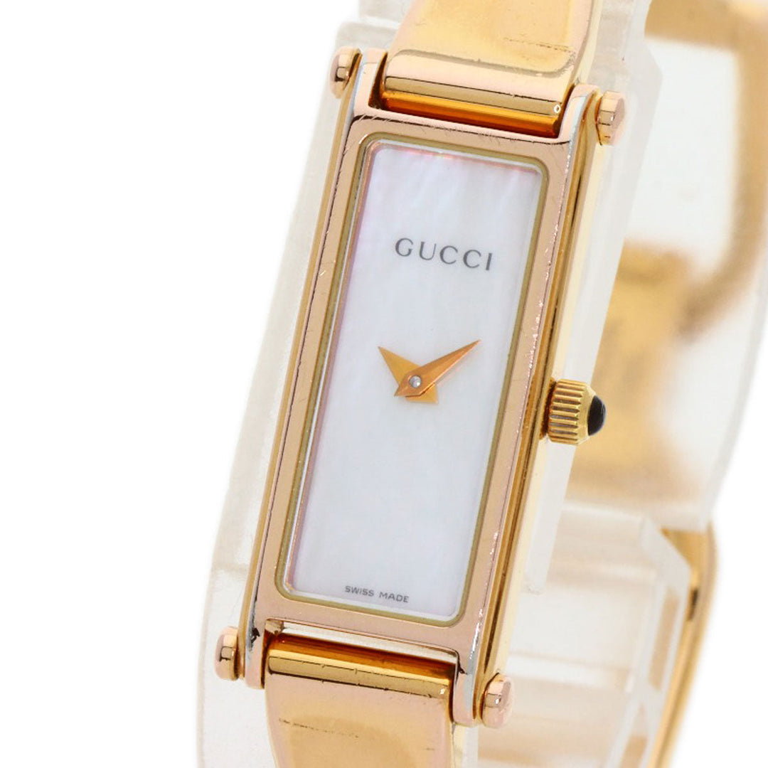 GUCCI Watches Quartz 1500L PGP , PGP gold Square face White shell dial Women Used Authentic