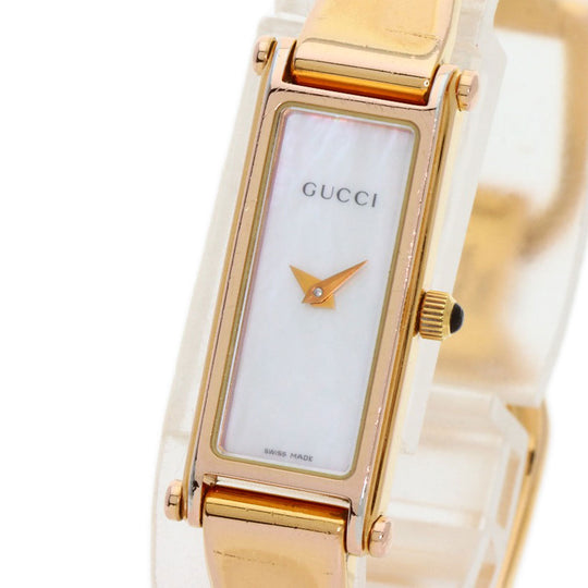 GUCCI Watches Quartz 1500L PGP , PGP gold Square face White shell dial Women Used Authentic