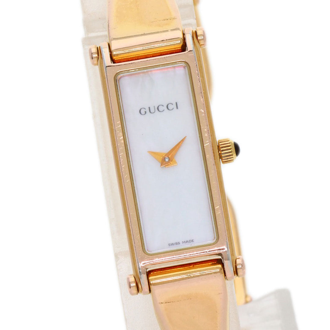 GUCCI Watches Quartz 1500L PGP , PGP gold Square face White shell dial Women Used Authentic
