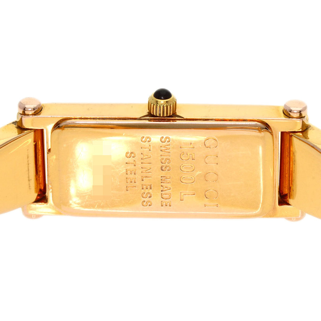GUCCI Watches Quartz 1500L PGP , PGP gold Square face White shell dial Women Used Authentic