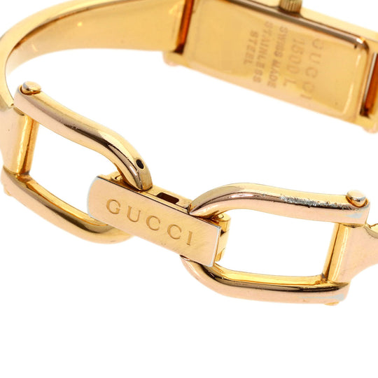 GUCCI Watches Quartz 1500L PGP , PGP gold Square face White shell dial Women Used Authentic