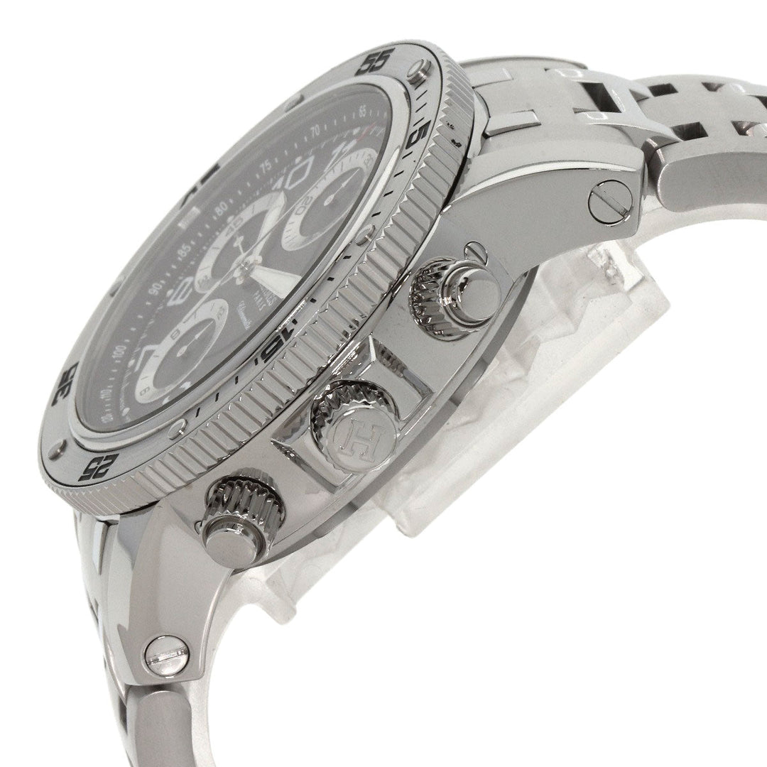 HERMES Watches Mechanical Automatic CP2.910 Stainless Steel , Stainless Steel Silver Clipper Mechanical Diver Chronograph black dial mens Used Authentic