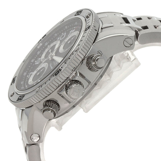 HERMES Watches Mechanical Automatic CP2.910 Stainless Steel , Stainless Steel Silver Clipper Mechanical Diver Chronograph black dial mens Used Authentic