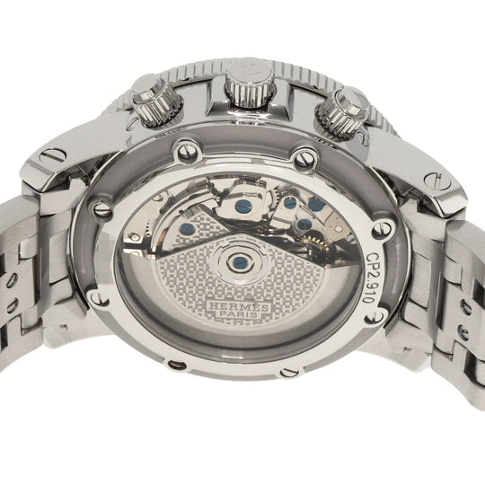 HERMES Watches Mechanical Automatic CP2.910 Stainless Steel , Stainless Steel Silver Clipper Mechanical Diver Chronograph black dial mens Used Authentic