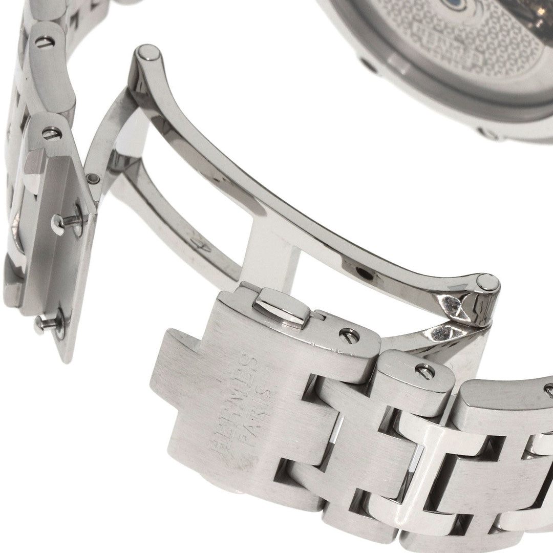 HERMES Watches Mechanical Automatic CP2.910 Stainless Steel , Stainless Steel Silver Clipper Mechanical Diver Chronograph black dial mens Used Authentic