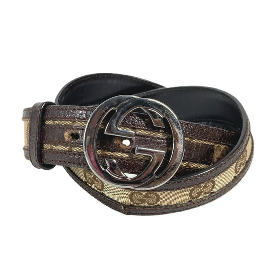 GUCCI belt 114874 GG canvas / leather beige GG 80