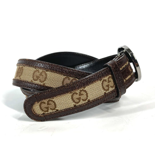 GUCCI belt 114874 GG canvas / leather beige GG 80