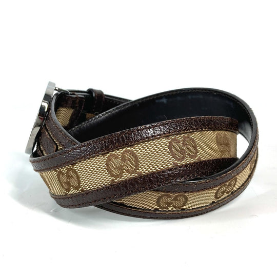 GUCCI belt 114874 GG canvas / leather beige GG 80