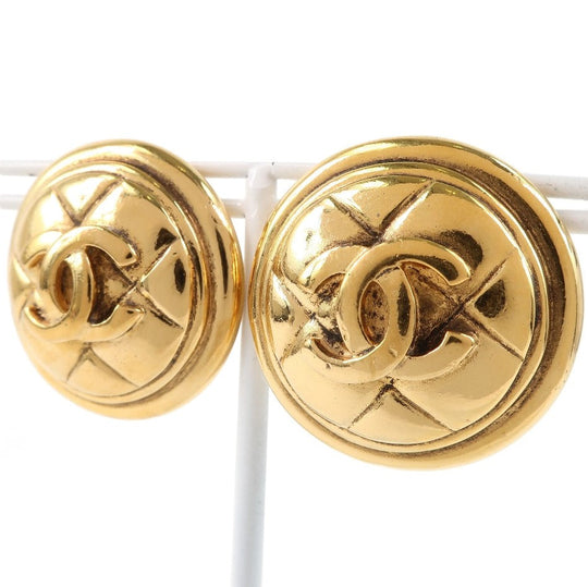 CHANEL Earring Plated Gold gold Matrasse Women Used Authentic