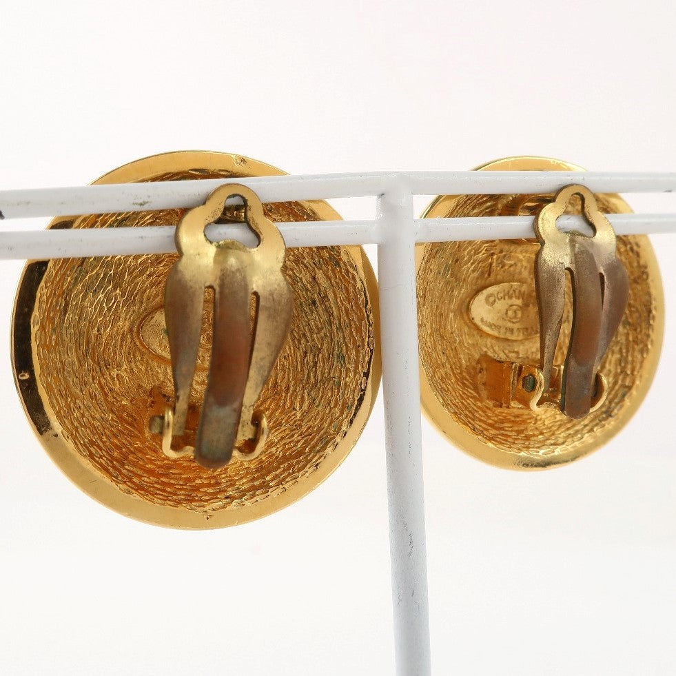 CHANEL Earring Plated Gold gold Matrasse Women Used Authentic