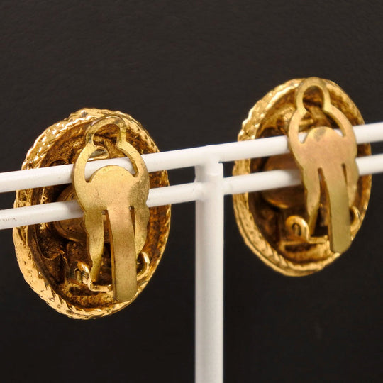 CHANEL Earring Plated Gold gold vintage COCO Mark Women Used Authentic