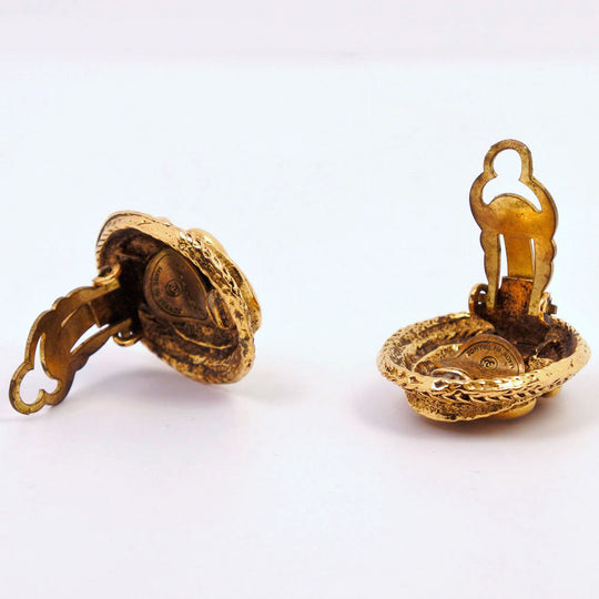 CHANEL Earring Plated Gold gold vintage COCO Mark Women Used Authentic