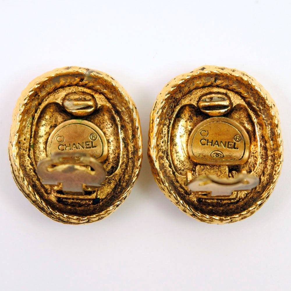 CHANEL Earring Plated Gold gold vintage COCO Mark Women Used Authentic