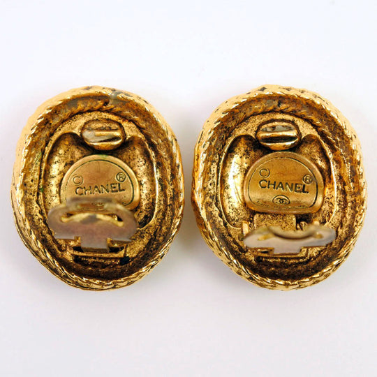 CHANEL Earring Plated Gold gold vintage COCO Mark Women Used Authentic