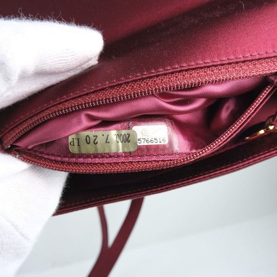 CHANEL Shoulder Bag Satin, Rhinestone Bordeaux COCO Mark Party bag Women Used Authentic