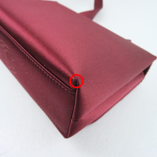 CHANEL Shoulder Bag Satin, Rhinestone Bordeaux COCO Mark Party bag Women Used Authentic