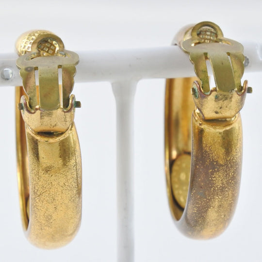 CHANEL Earring Plated Gold gold hoop COCO Mark Women Used Authentic