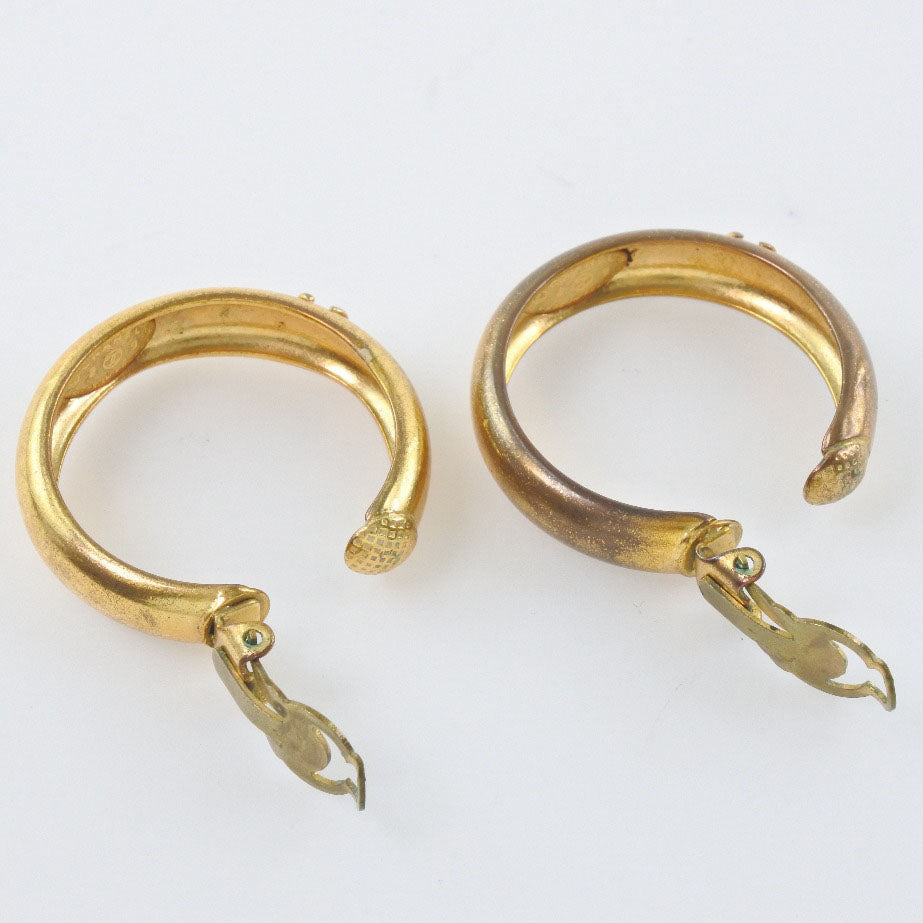 CHANEL Earring Plated Gold gold hoop COCO Mark Women Used Authentic