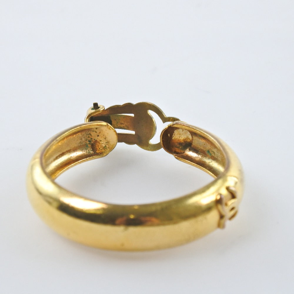 CHANEL Earring Plated Gold gold hoop COCO Mark Women Used Authentic