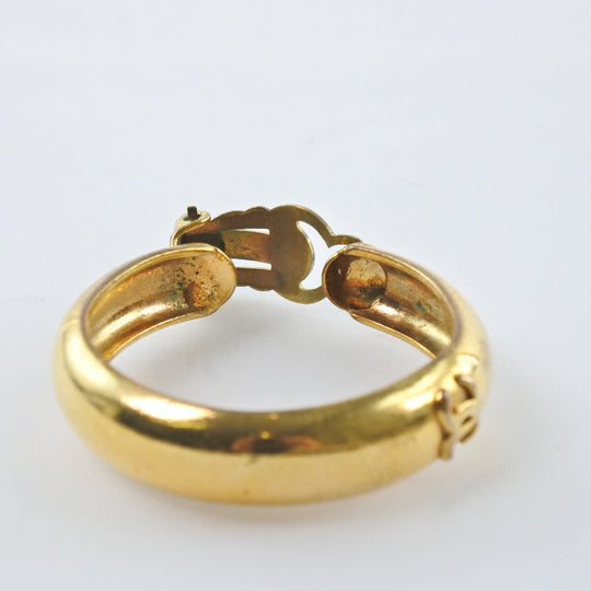 CHANEL Earring Plated Gold gold hoop COCO Mark Women Used Authentic