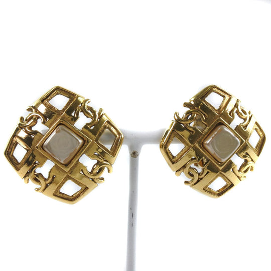 CHANEL Earring Plated Gold gold vintage COCO Mark Women Used Authentic