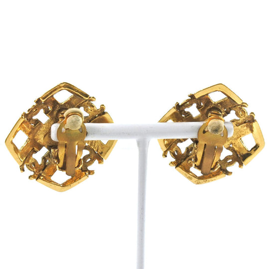 CHANEL Earring Plated Gold gold vintage COCO Mark Women Used Authentic